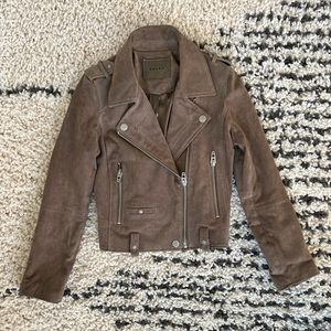 BLANKNYC Suede Moto Jacket - size small - tan beige light brown